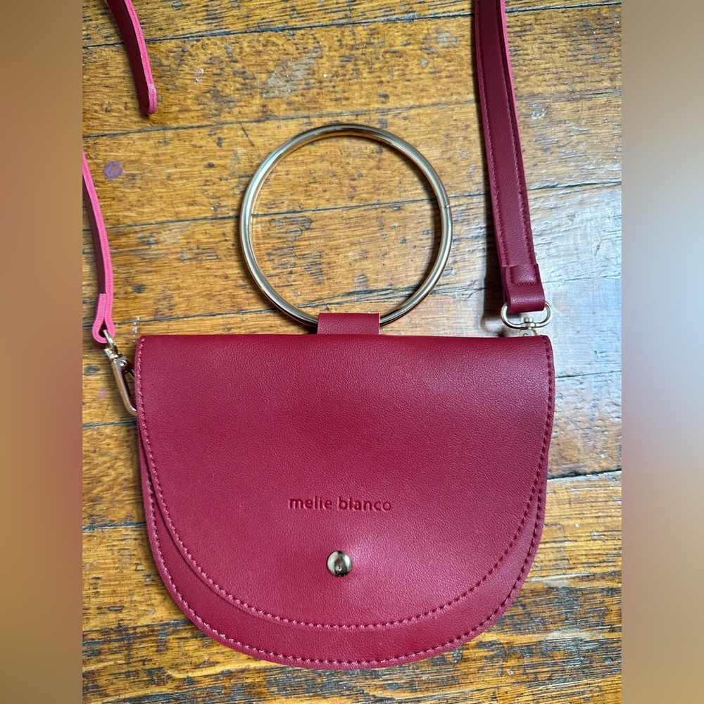 Melie Bianco Red Crossbody Bag with Adjustable Strap and Structured Design